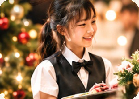 お料理をサーブする女の子
